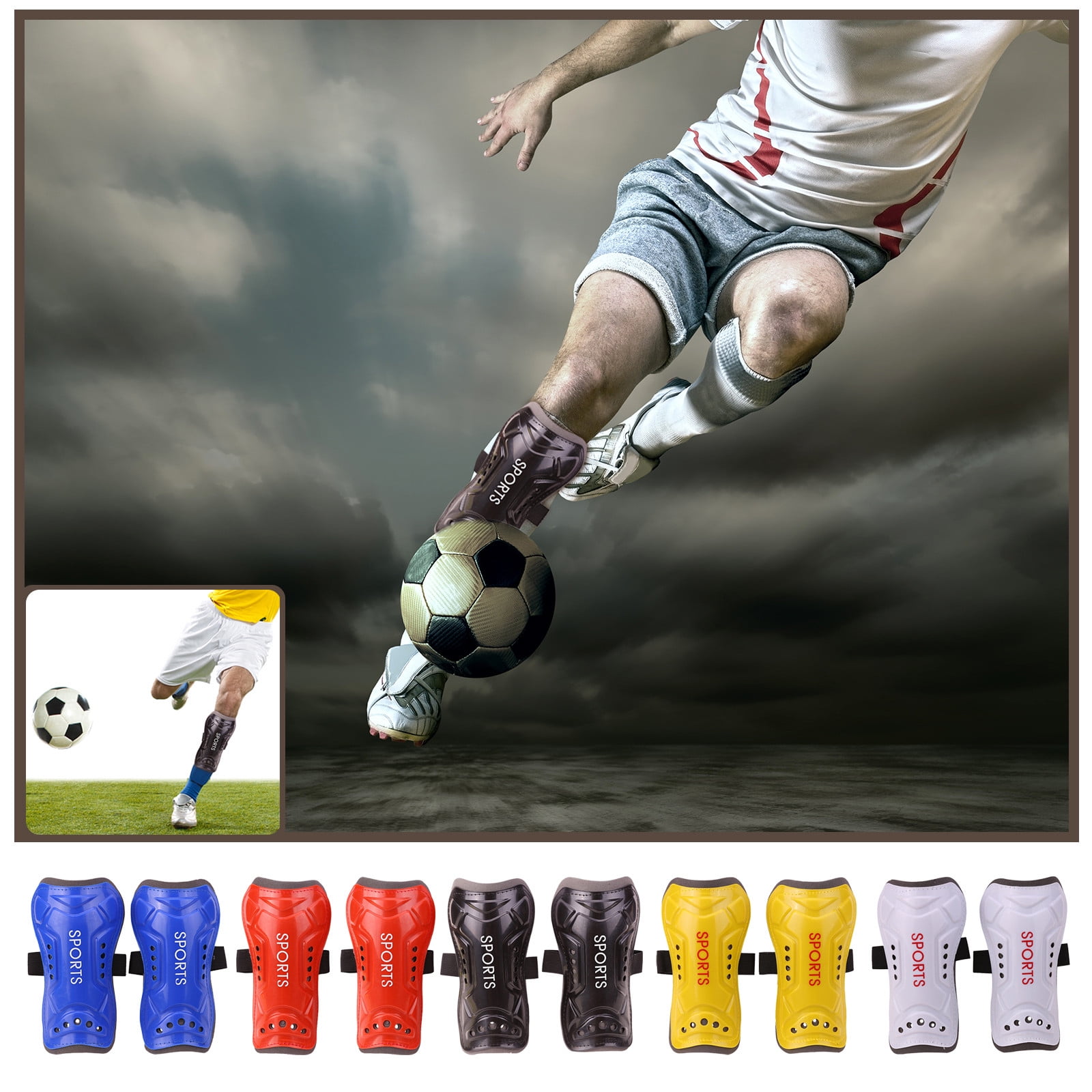 Soccer Shin Guards For Youth & Adults - Lightweight Breathable, Padded Protective Gear, Pack Of 2