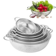 Apmemiss Clearance Stainless Steel Mesh Colander Kitchen Fine Mesh Strainer Bowl Straining Screen Basket Drainer Rice Washing Bowl Colander Sieve Sifters for Rice, Pasta, Noodles, Vegetables, Fruits