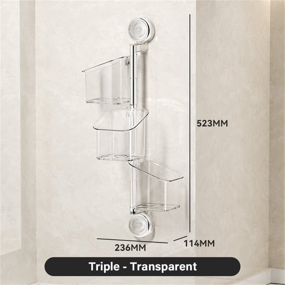 Apmemiss Clearance Suction Cup Rotating Organiser, 3 Tier Kitchenstorage Basket Wall Mounted Bins Organizer Drill-Free Suction Cup Storage Container, Removable Shower Caddy Hanging Drainable Bin Shelf
