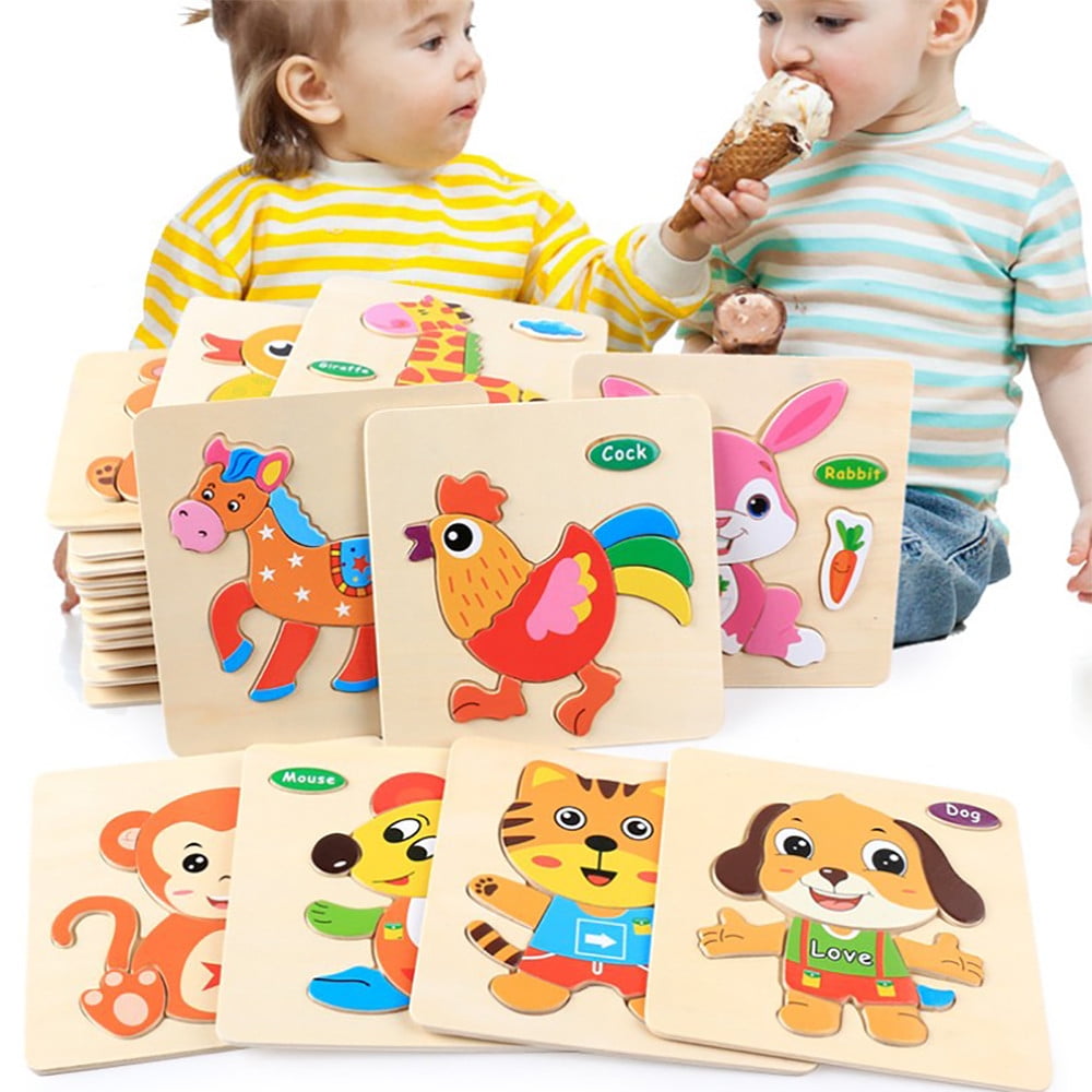 25 Pack Wooden Puzzles For Toddlers - 16/20 Piece Animal Jigsaw Puzzles Ages 2-5