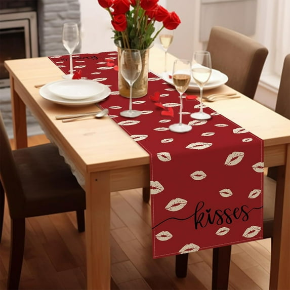 Apmemiss Clearance Valentines Day Table Runner, Sweet Heart Valentines Day Decorations Valentines Runner for Table Seasonal Sweet Decor for Indoor Outdoor Dining Table Decorations