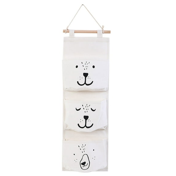 Apmemiss Clearance Wall Hanging Organizer with 3 Storage Pockets-Space Saver for Playroom, Bedroom, Baby Nursery, Bedside, Closet. Cute Animal Print Cubby Caddy, Waterproof