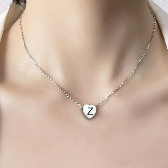 Apmemiss Clearance Women's Fashion Capital 26 Letter Necklace Heart Pendant Necklace on Sale and Clearance