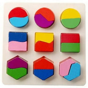 Apmemiss Clearance Wood Building Blocks Set for Rainbow Stacking Game Construction Toys Set Pre Colorful Learning Educational Toys - Geometry Wooden Blocks for &
