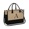 thumbnail image 1 of Apmemiss Clearance YOOLIFE Initials Jute Tote Bag and Cosmetic Bag Beach Tote Bag with Zipper Pocket Adjustable Strap Birthday Gift for Women Room Decor, 1 of 3