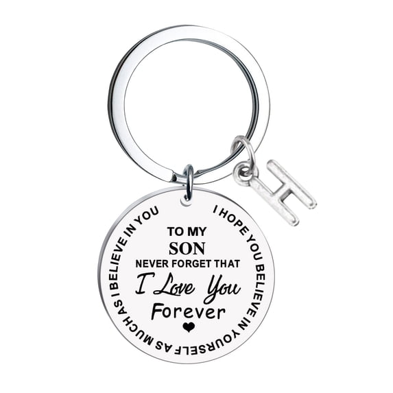 Apmemiss Dad Birthday Gift Clearance DIY To My Son Stainless Steel Last Name 26 Letter Keychain 2.5x2.5cm