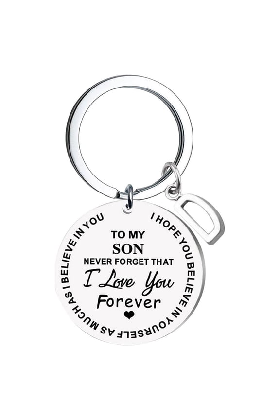 Fathers Day Gifts Clearance DIY To My SON Stainless Steel Last Name 26 Letter Keychain 2.5cm on Sale Clearance Items