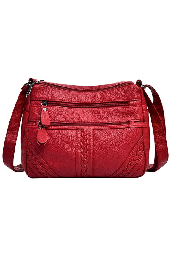 Gifts for Women Clearance 2025 New Women Large Capacity Multi-pocket Handbag, Multi-compartment Canvas Crossbody Shoulder tote Bag for Travel Work, Red