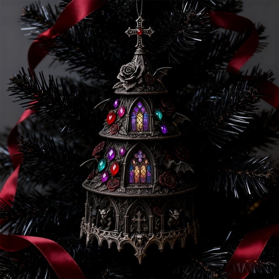 Apmemiss Gothic Christmas Ornaments, 2D Hanging Decor, Dark Holiday Decorations, Gothic Tree Pendants, Unique Christmas Tags, Xmas Decor, Vampire Goth Decor