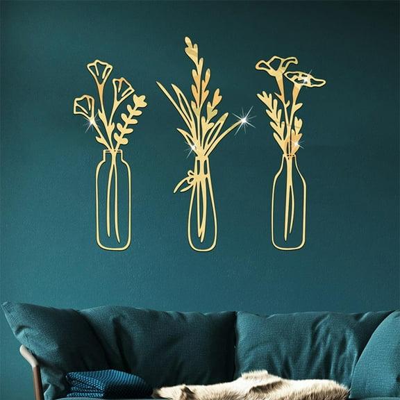 Apmemiss Kitchen Accessories Clearance Vase Mirror Stickers Interior Decoration Three-dimensional Wall Stickers for Living Room Kitchen Self-stickers Closeouts Clearance