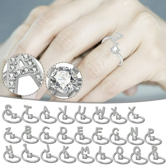 Apmemiss Mothers Day Gifts Clearance Exquisite Fashion 26 English Alphabet Style Ring Letter Fashion Copper Ring