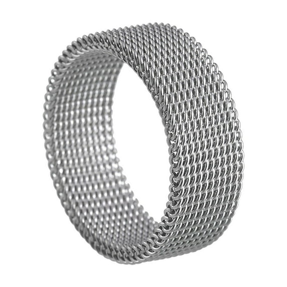 Apmemiss Mothers Day Gifts Clearance Jewelry Standard US Size Titanium Steel Woven Mesh Deformation Ring 8MM Vacuum Electroplating Non-fading