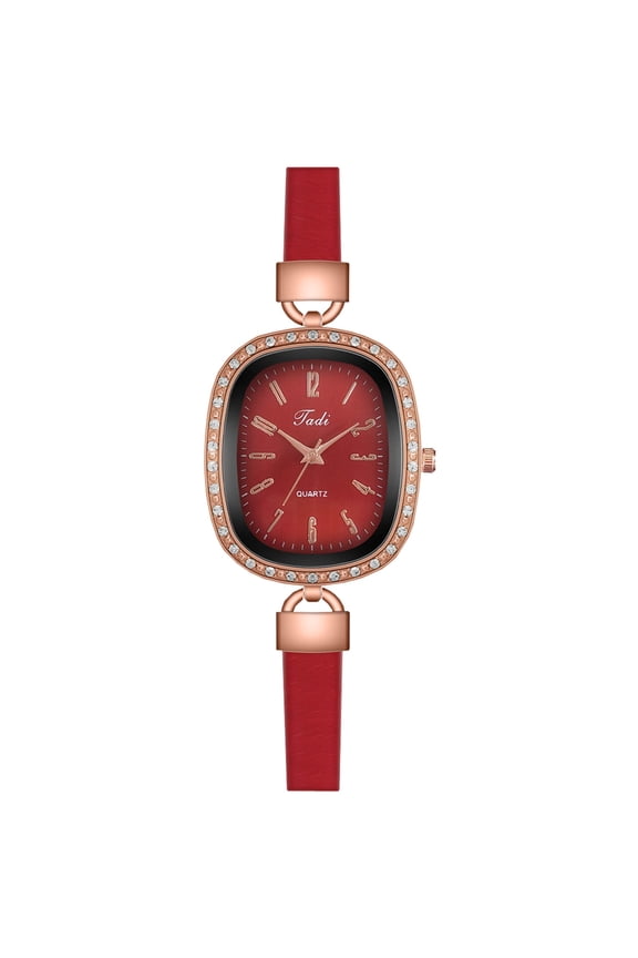 Mothers Day Gifts Clearance Sales Women Diamond-Studded Oval Compact Retro Literary Digital Leather Watch Clearance Items