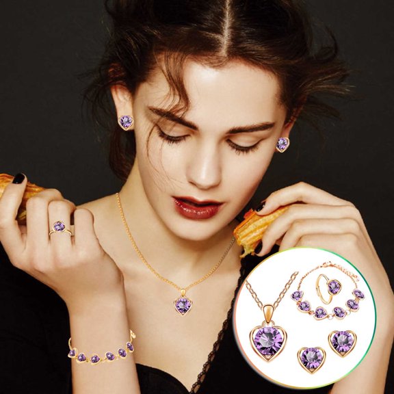 Apmemiss Necklaces for Women Clearance Ladies Earrings Bracelet Necklace Set Pendant Necklace