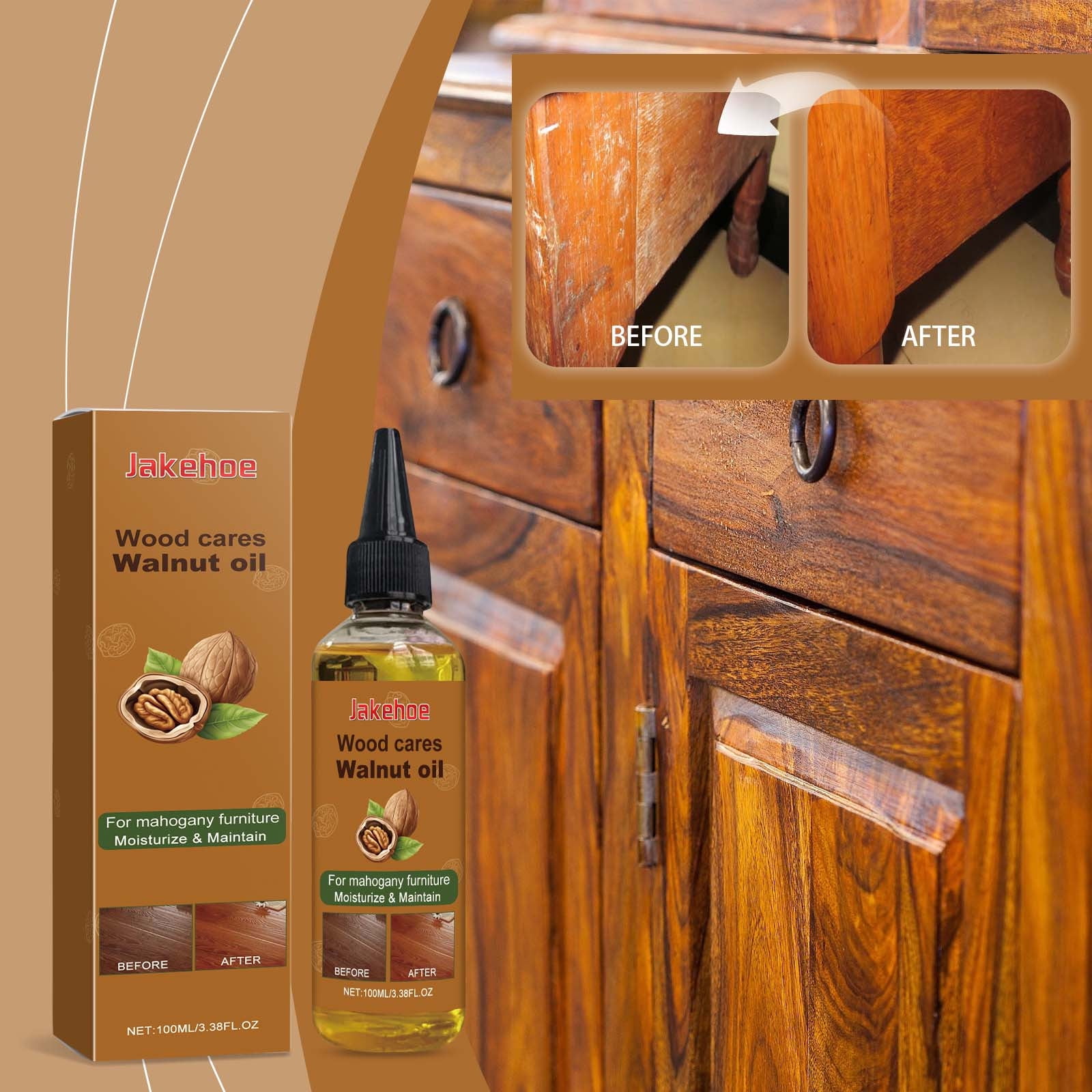 Apmemiss Savings Clearance 2024! Wood Cleaning and Polishing Oil Walnut Oil Mahogany Furniture