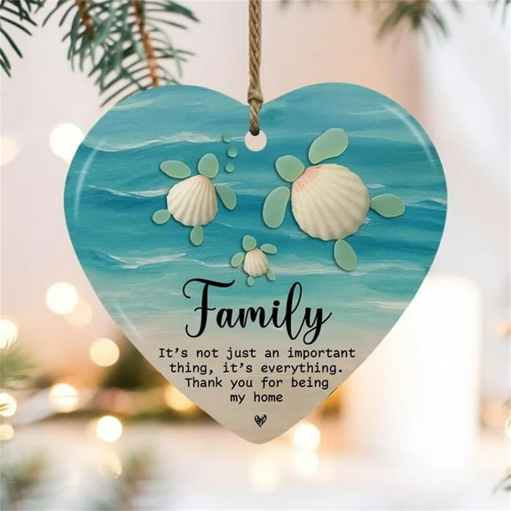 Apmemiss Sea Glass Friendship Heart Ornament, Handmade Sea Glass Christmas Tree Decor, Beach Themed Keepsake Gift, Unique Friendship Day Gift, Ocean Inspired Holiday Decoration