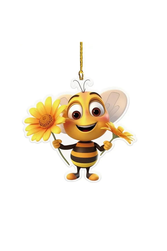 Sister Birthday Gifts Clearance Keychain Cute Sun Flower Bee Acrylic Material Flat Pendant Car Decoration