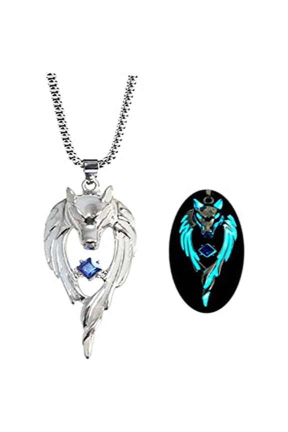 Valentines Day Gifts Clearance Wolf Necklace for Women Men Luminous Wolf Head Pendant Necklace Wolf Stuff Gift Halloween Glow in the Dark Jewelry Christmas Clearance Sale