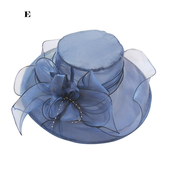 Apmemiss Valentines Day Gifts Clearance Women Sun Hat with Mesh Flower Decoration Wide Brim Ladies Hat Occasion Event Organza Fancy Church Dress Hat Clearance