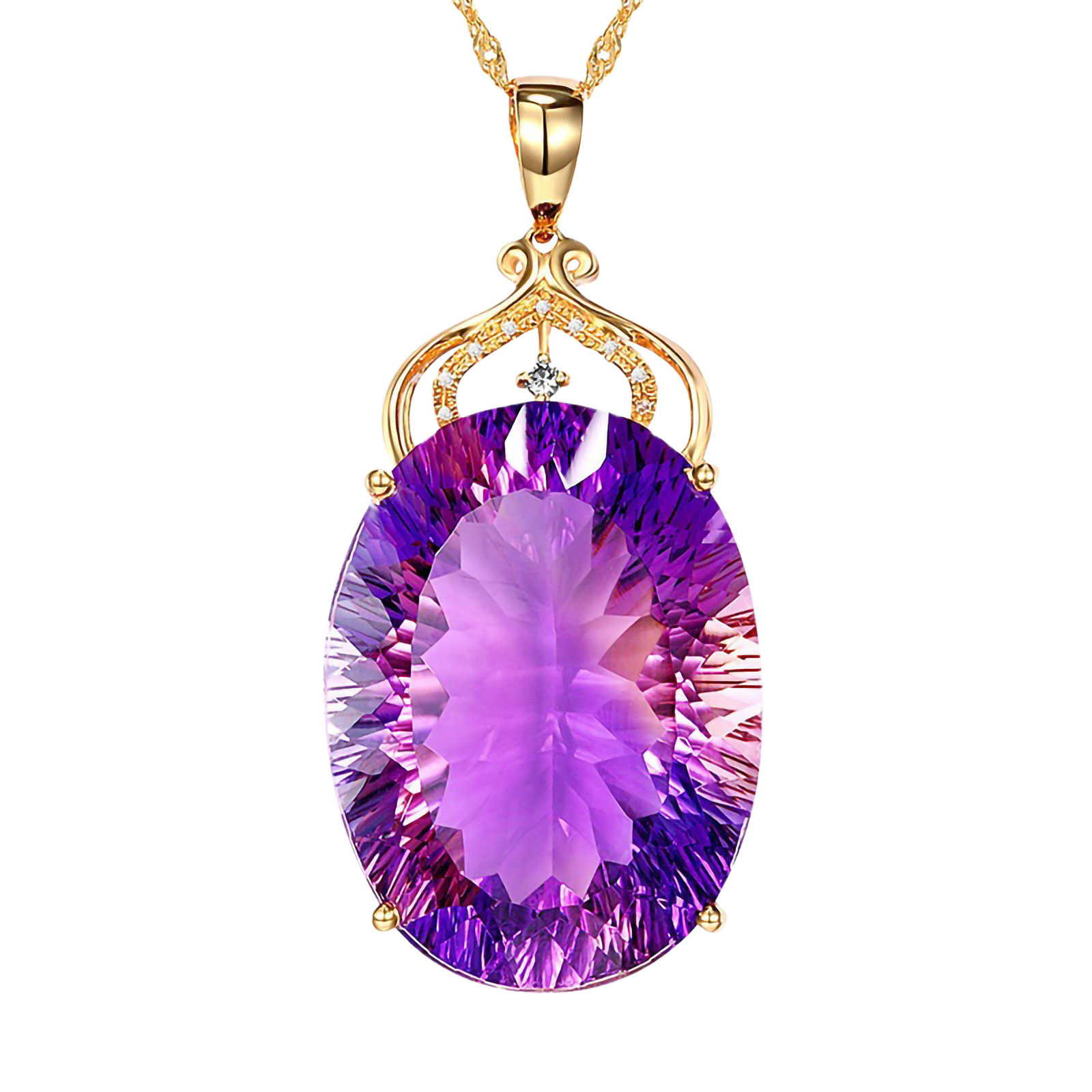 Apmemiss Wholesale European And American Ladies Fashion Luxury Amethyst Pendant Necklace Amethyst Gemstone Necklace Jewelry - image 1 of 8