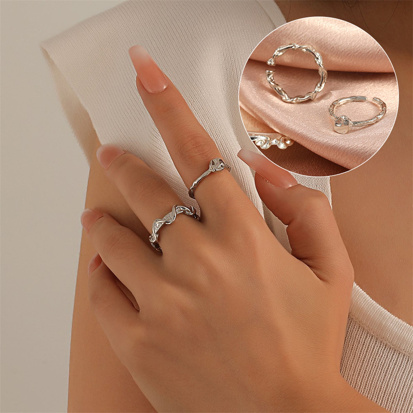 Index Wholesale Ring Finger Fashionable Irregular Ring Personality And Apmemiss Jewelry Versatile Two-piece