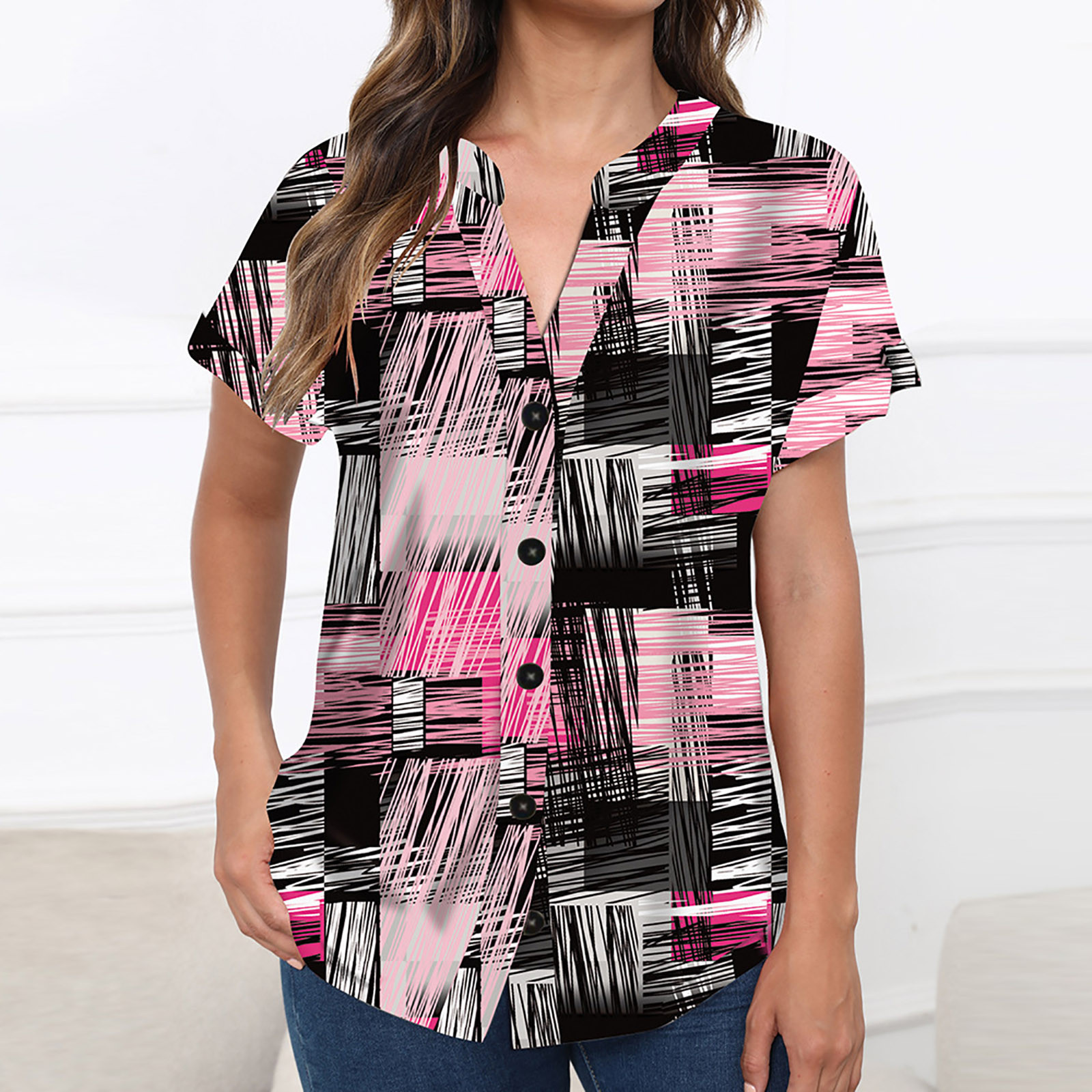 Apmemiss Womens Tops Summer Clearance Clothes Women Summer Short Sleeve