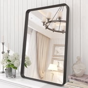 GODCHAR 16"x24" Shatterproof Bathroom Mirror Wall Mounted Metal Framed Vanity Mirror for Bathroom, Black