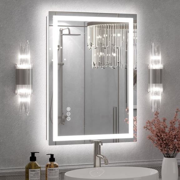 Apmir 20"x28" UL Listed LED Bathroom Mirror, Front and Backlit, Anti-Fog, 3 Color Temperature, Dimmable