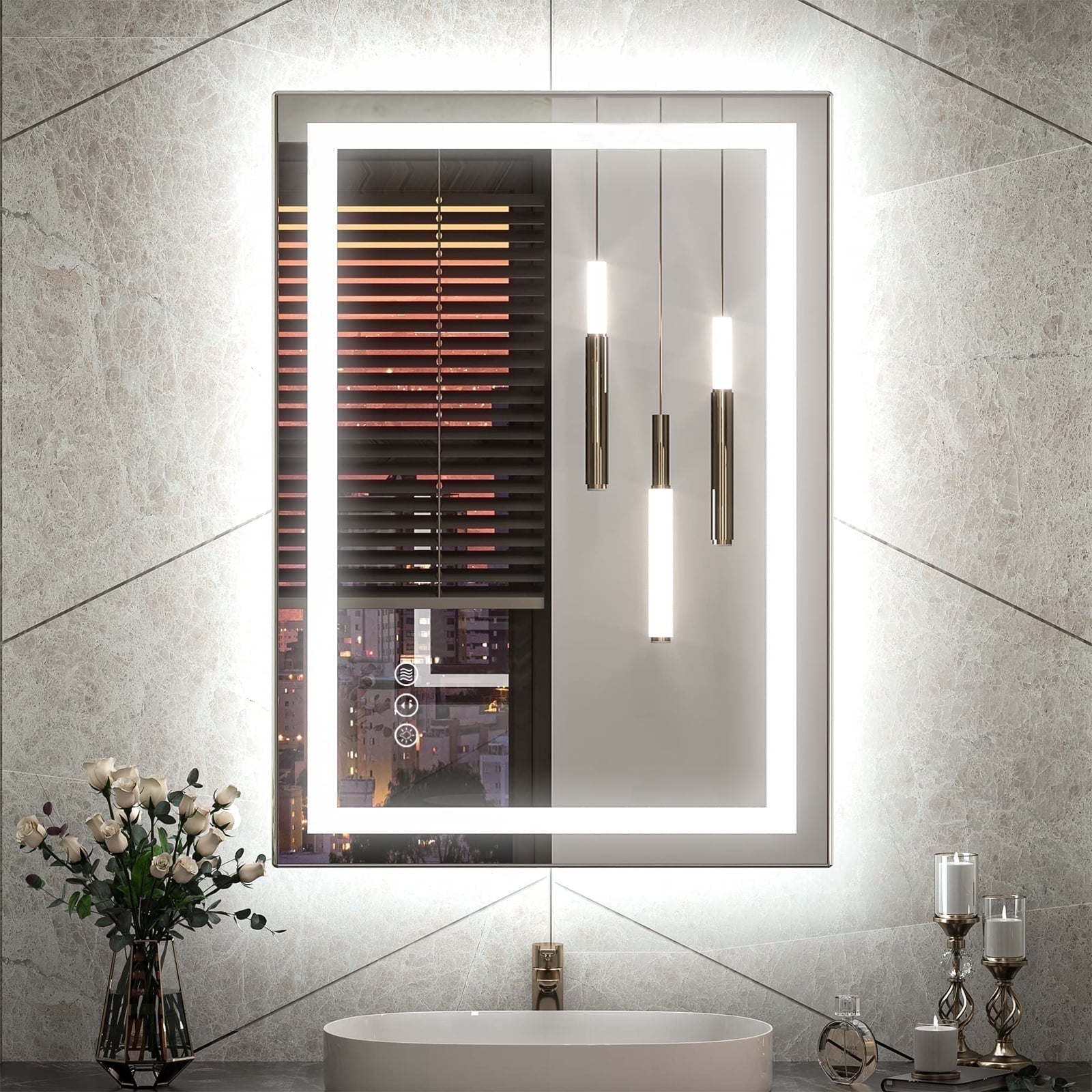 Keonjinn 36x24 inch Bathroom LED Mirror Front Light Backlit Keonjinn 36x24 inch Bathroom LED Mirror Front Light Backlit