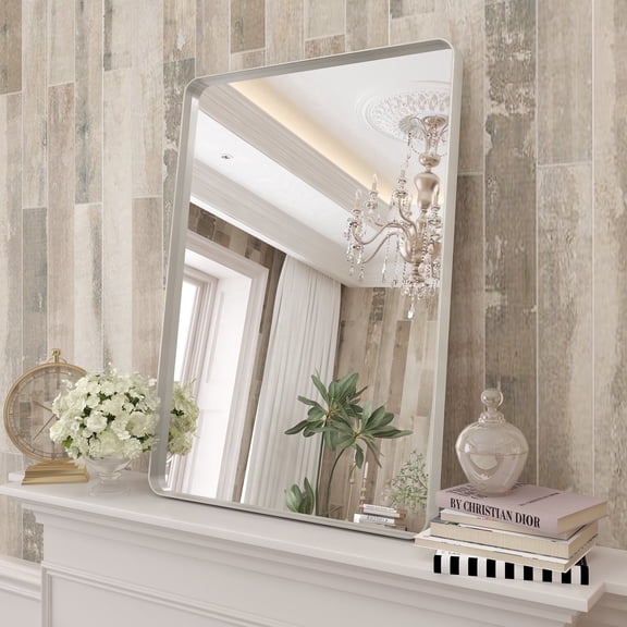 GODCHAR 28x20 inch Shatterproof Bathroom Mirror, Metal Framed Wall Vanity Mirror