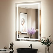 Apmir 32x24" Super Bright Bathroom Mirror with LED Front & Back Lights, Anti-Fog, Dimmable, 3-Color Memory Function