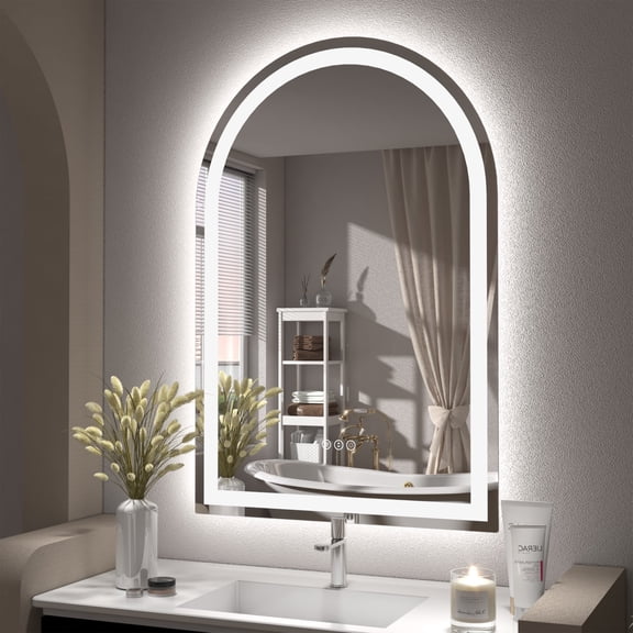 GODCHAR 36x24 Arched LED Vanity Mirror Ultra-Bright 3 Color Temperatures, Anti-Fog, Waterproof for Bathroom