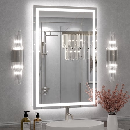 Apmir 24"x36" UL Listed LED Bathroom Mirror, Front and Backlit, Anti-Fog, 3 Color Temperature, Dimmable