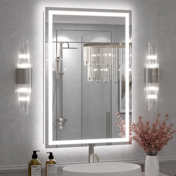 GODCHAR 24"x36" UL Certified LED Bathroom Mirror Backlit & Frontlit Anti-Fog Dimmable