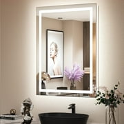 Apmir 36x24" Super Bright Bathroom Mirror with LED Front & Back Lights, Anti-Fog, Dimmable, 3-Color Memory Function