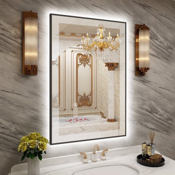 GODCHAR 36x24 Super Bright Front and Back LED Lighted Anti-Fog Wall Bathroom Vanity Mirror in Tempered Glass & ETL