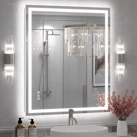 GODCHAR 30"x36" LED Bathroom Mirror, 24V Pro Backlit & Frontlit Vanity Mirror, UL Certified Anti-Fog Dimmable