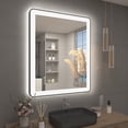 thumbnail image 1 of GODCHAR 36x30 inch Black Framed Bathroom Mirror with Front&Backlit, AntiFog Wall Mirror with 3 Color Dimmable, Memory and Tempered Glass, 1 of 10