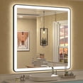 thumbnail image 1 of GODCHAR 38x38 inch Black Framed Bathroom Mirror with Front&Backlit, AntiFog Wall Mirror with 3 Color Dimmable, Memory and Tempered Glass, 1 of 10