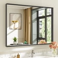 thumbnail image 1 of GODCHAR 40"x 30" Bathroom Vanity Mirror Rectangular Metal Frame French Cleat Mounted Wall Mirror Tempered Glass, 1 of 10