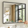thumbnail image 1 of GODCHAR 40"x 32" Bathroom Vanity Mirror Rectangular Metal Frame French Cleat Mounted Wall Mirror Tempered Glass, 1 of 10
