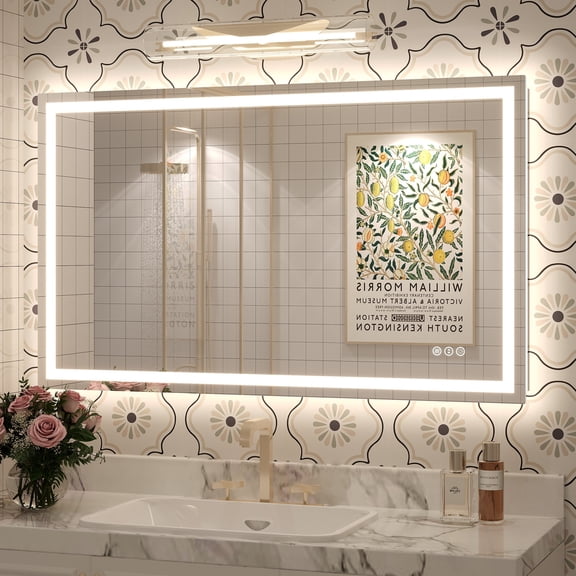 GODCHAR 40"x24" LED Bathroom Mirror, 24V Pro Backlit & Frontlit Vanity Mirror, UL Certified Anti-Fog Dimmable