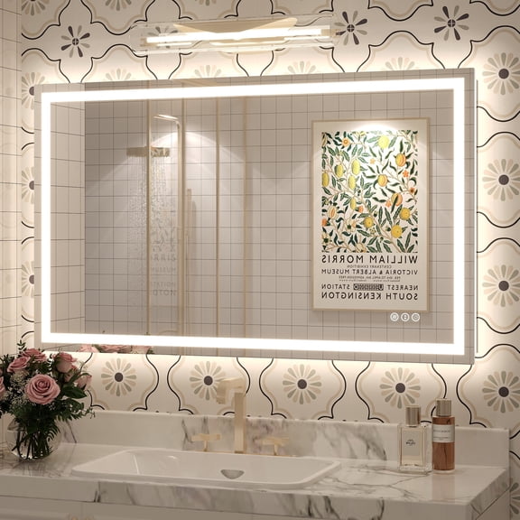 GODCHAR 40"x24" UL Certified LED Bathroom Mirror Backlit & Frontlit Anti-Fog Dimmable