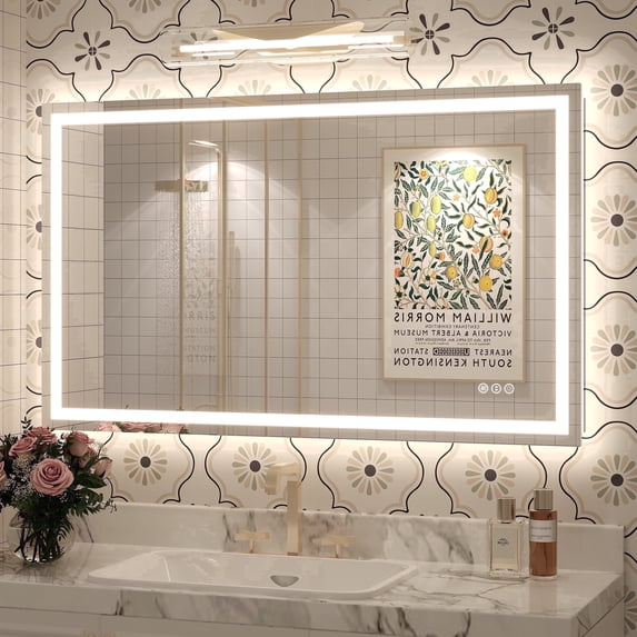 GODCHAR 40"x24" LED Bathroom Mirror, 24V Pro Backlit & Frontlit Vanity Mirror, UL Certified Anti-Fog Dimmable