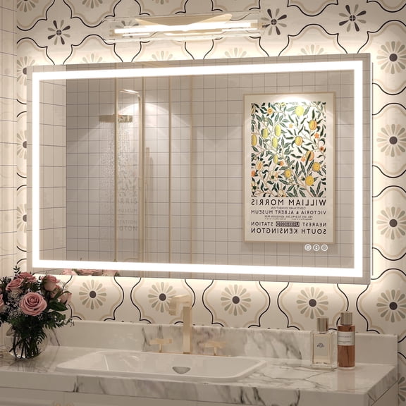GODCHAR 40"x24" LED Bathroom Mirror, 24V Pro Backlit & Frontlit Vanity Mirror, UL Certified Anti-Fog Dimmable