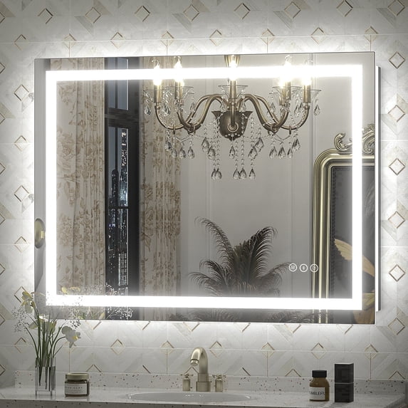 GODCHAR 40"x30" LED Bathroom Mirror, 24V Pro Backlit & Frontlit Vanity Mirror, UL Certified Anti-Fog Dimmable