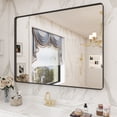 thumbnail image 1 of GODCHAR 40"x30" Multiple Sizes Metal Framed Bathroom Mirror Tempered Glass Anti-Rust Black, 1 of 9