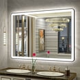 thumbnail image 1 of GODCHAR 40x32 inch Black Framed Bathroom Mirror with Front&Backlit, AntiFog Wall Mirror with 3 Color Dimmable, Memory and Tempered Glass, 1 of 10