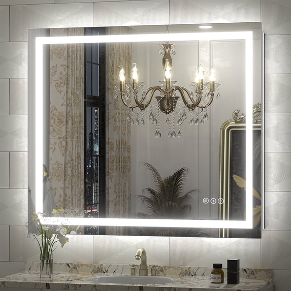 GODCHAR 40"x36" LED Bathroom Mirror, 24V Pro Backlit & Frontlit Vanity Mirror, UL Certified Anti-Fog Dimmable