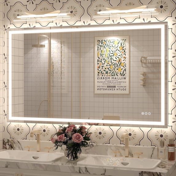 GODCHAR 48"x28" LED Bathroom Mirror, 24V Pro Backlit & Frontlit Vanity Mirror, UL Certified Anti-Fog Dimmable